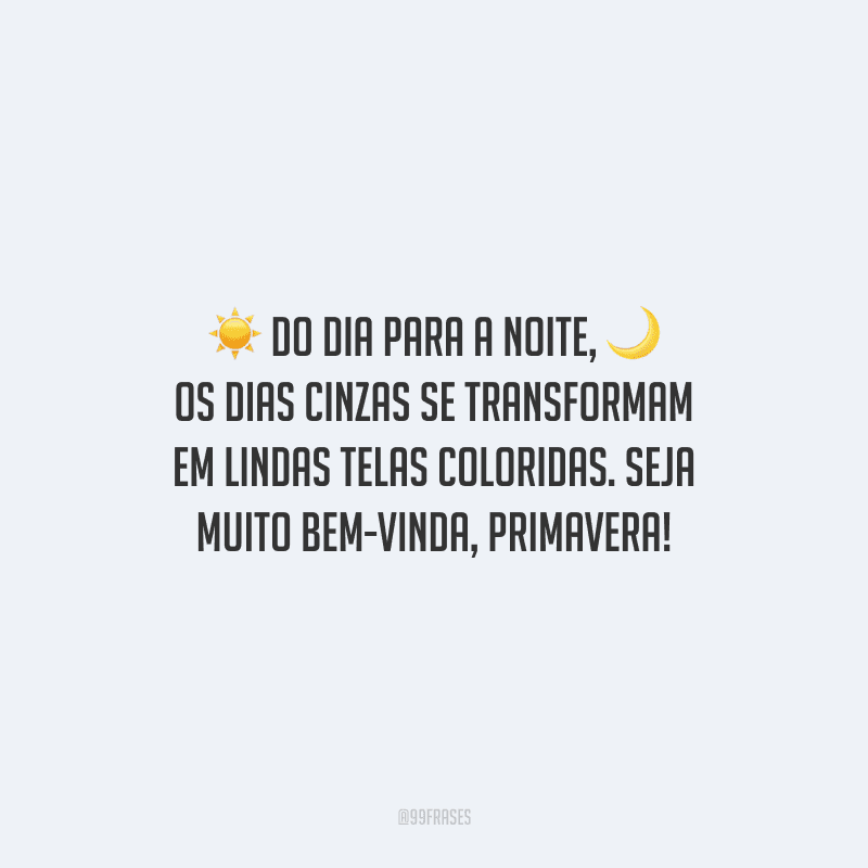 Do dia para a noite, os dias cinzas se transformam em lindas telas coloridas. Seja muito bem-vinda, primavera!