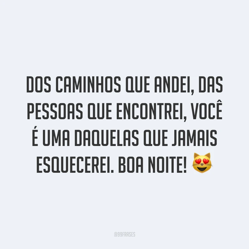 Dos caminhos que andei, das pessoas que encontrei, você é uma daquelas que jamais esquecerei. Boa noite! 😻