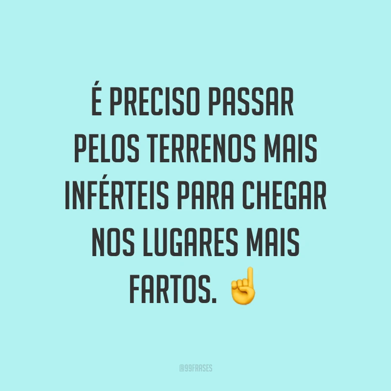 É preciso passar pelos terrenos mais inférteis para chegar nos lugares mais fartos. ☝