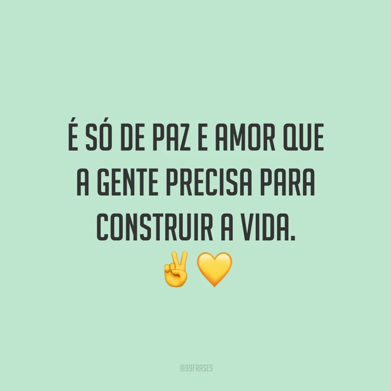É só de paz e amor que a gente precisa para construir a vida.