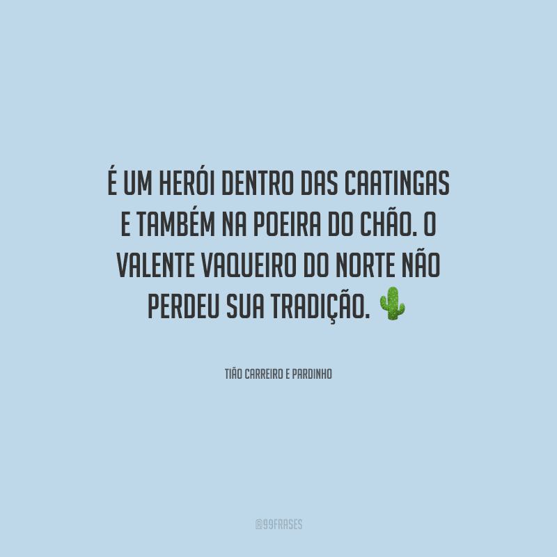 É um herói dentro das caatingas e também na poeira do chão. O valente vaqueiro do norte não perdeu sua tradição.
