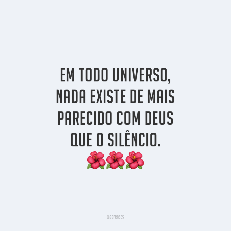 Em todo universo, nada existe de mais parecido com Deus que o silêncio.