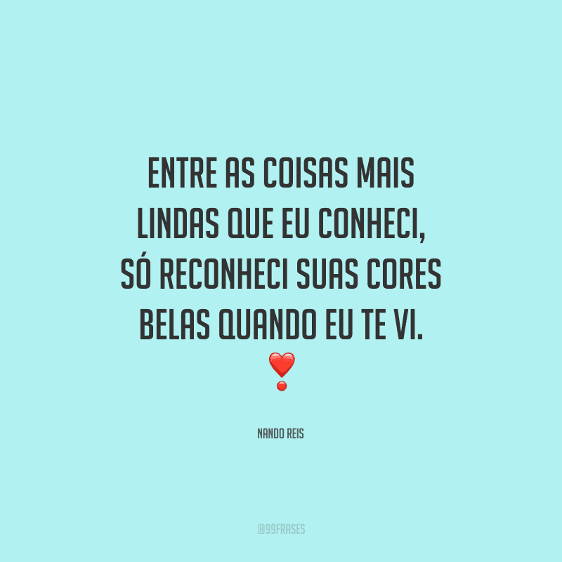Entre as coisas mais lindas que eu conheci, só reconheci suas cores belas quando eu te vi. 