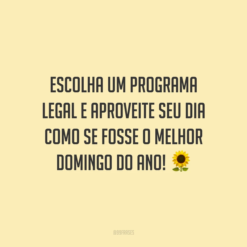 Escolha um programa legal e aproveite seu dia como se fosse o melhor domingo do ano!