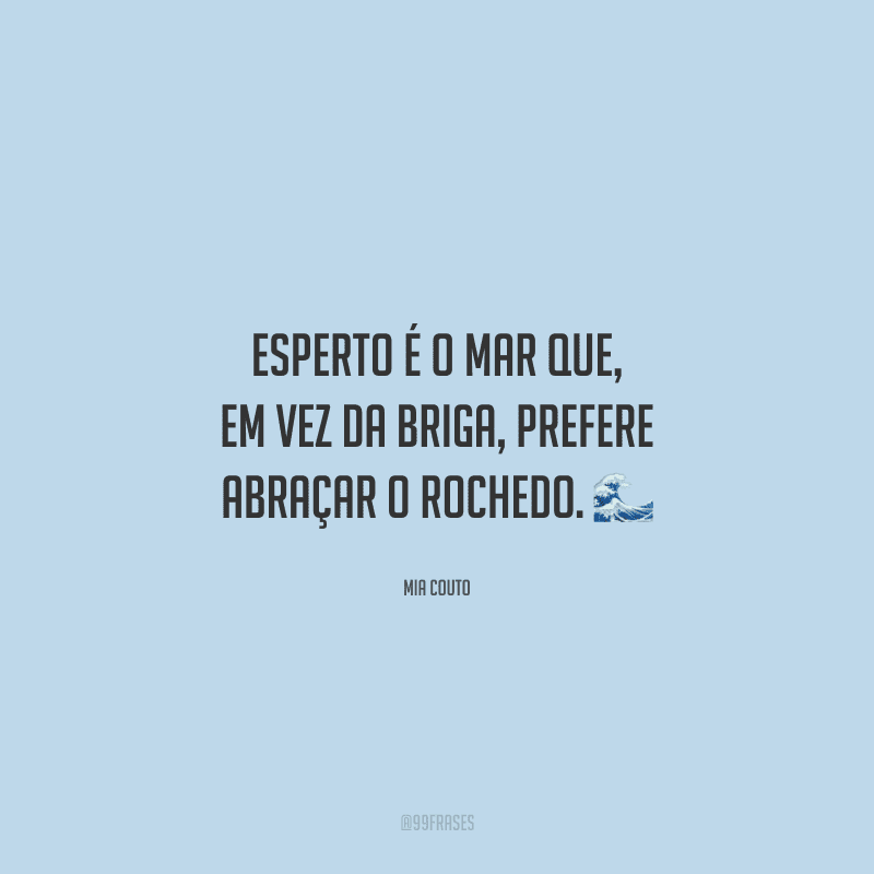 Esperto é o mar que, em vez da briga, prefere abraçar o rochedo. 