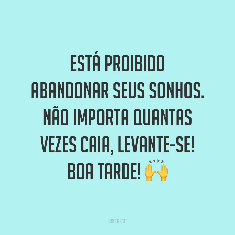 Está proibido abandonar seus sonhos. Não importa quantas vezes caia, levante-se! Boa tarde! 🙌