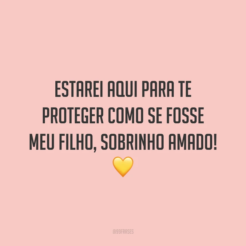 Estarei aqui para te proteger como se fosse meu filho, sobrinho amado! 💛