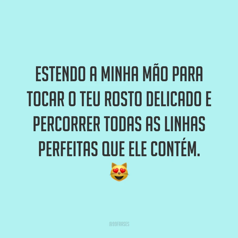 Estendo a minha mão para tocar o teu rosto delicado e percorrer todas as linhas perfeitas que ele contém. 😻