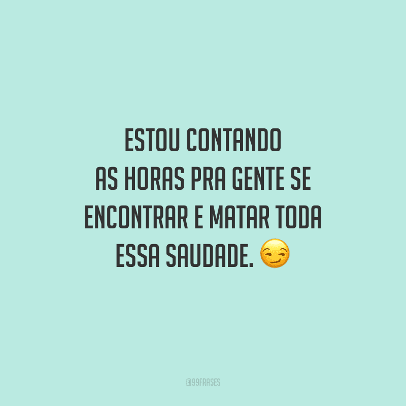 Estou contando as horas pra gente se encontrar e matar toda essa saudade. 