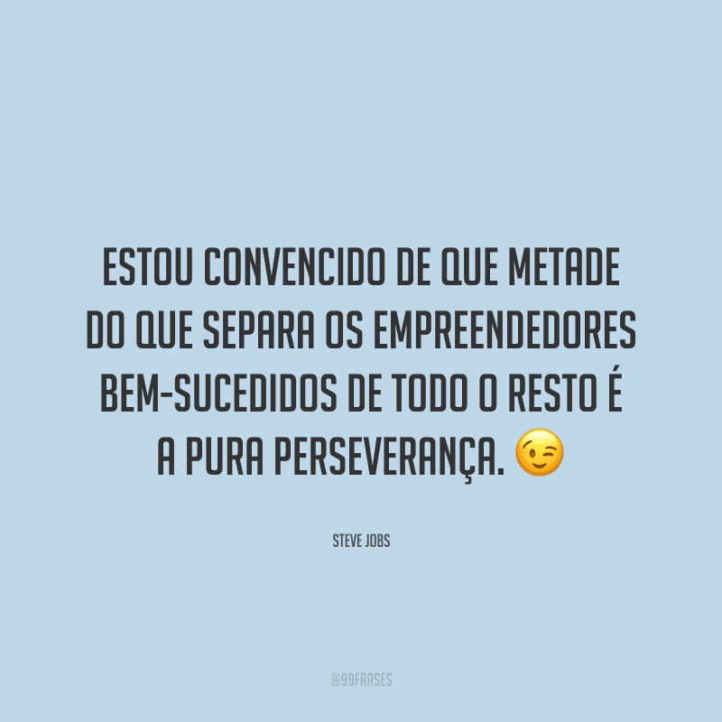 Estou convencido de que metade do que separa os empreendedores bem-sucedidos de todo o resto é a pura perseverança.