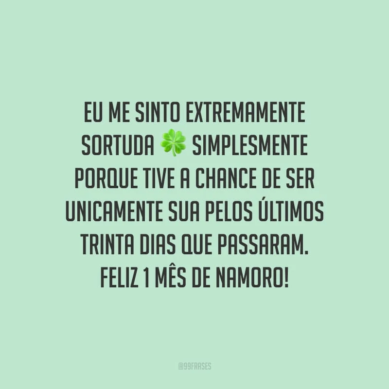 Eu me sinto extremamente sortuda simplesmente porque tive a chance de ser unicamente sua pelos últimos trinta dias que passaram. Feliz 1 mês de namoro!