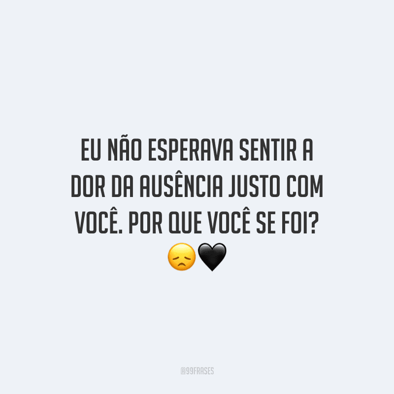 Eu não esperava sentir a dor da ausência justo com você. Por que você se foi?