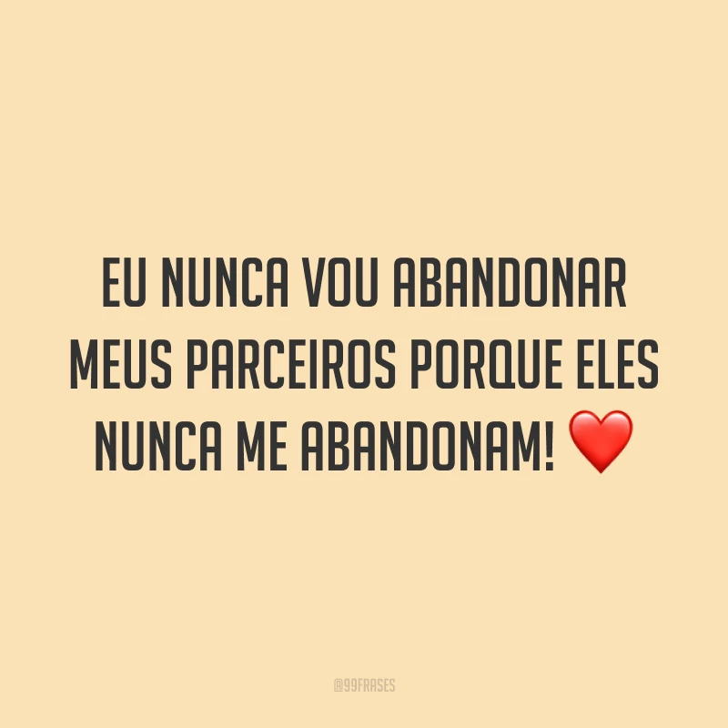 Eu nunca vou abandonar meus parceiros porque eles nunca me abandonam! ❤️