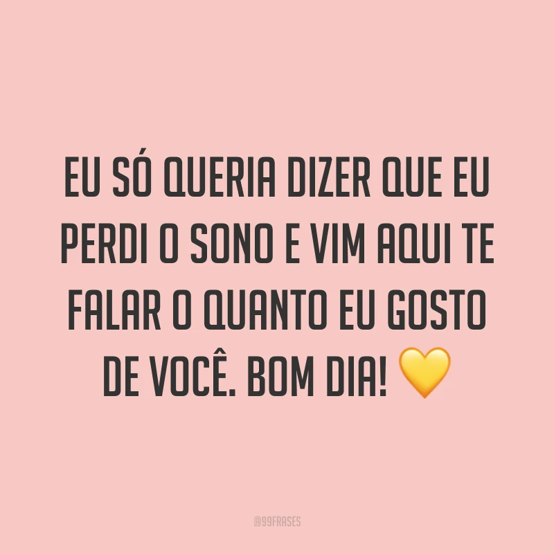 Eu só queria dizer que eu perdi o sono e vim aqui te falar o quanto eu gosto de você. Bom dia! ?