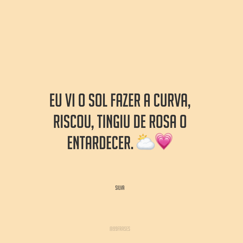 Eu vi o sol fazer a curva, riscou, tingiu de rosa o entardecer.