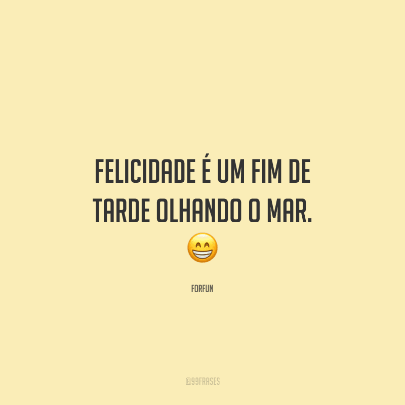 Felicidade é um fim de tarde olhando o mar. 