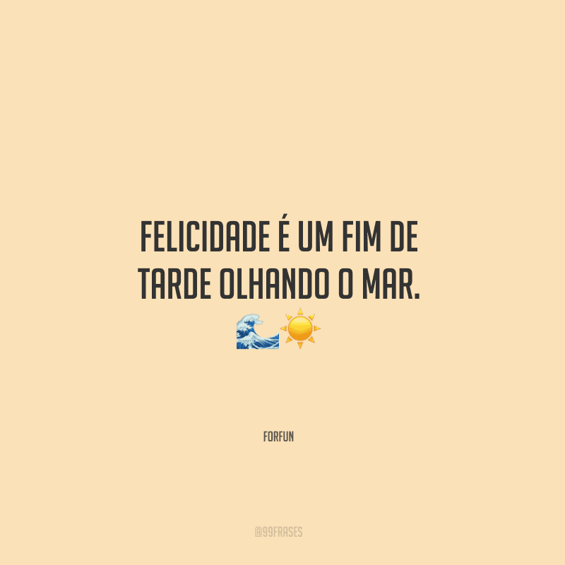Felicidade é um fim de tarde olhando o mar.