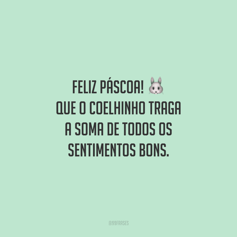 Feliz Páscoa! Que o coelhinho traga a soma de todos os sentimentos bons.