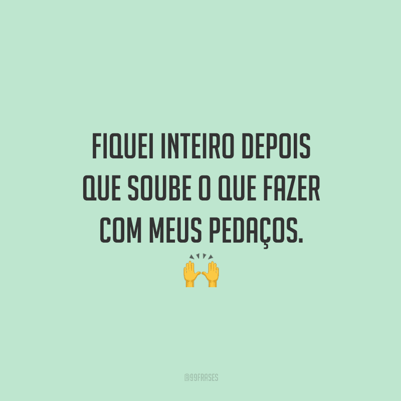 Fiquei inteiro depois que soube o que fazer com meus pedaços.