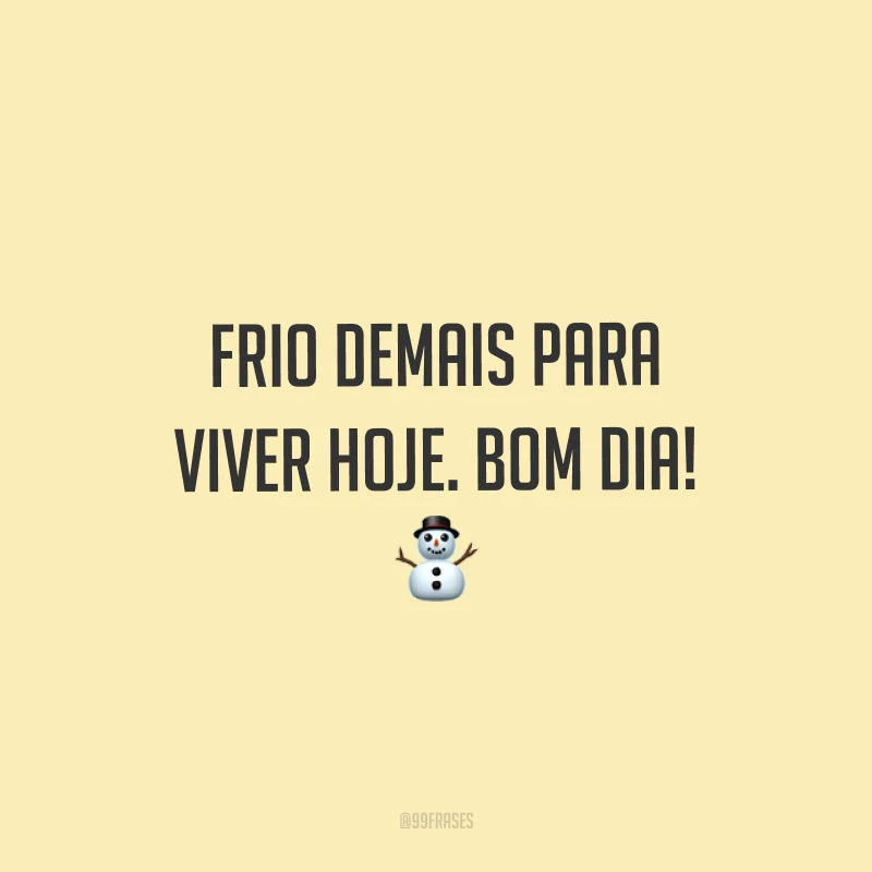 Frio demais para viver hoje. Bom dia! ⛄