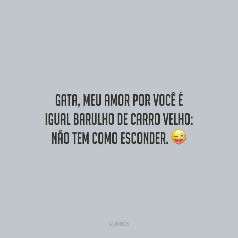 Gata, meu amor por você é igual barulho de carro velho: não tem como esconder.