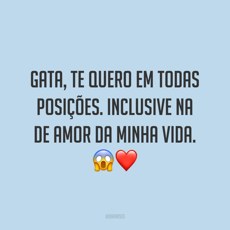 Gata, te quero em todas posições. Inclusive na de amor da minha vida. 😱❤️
