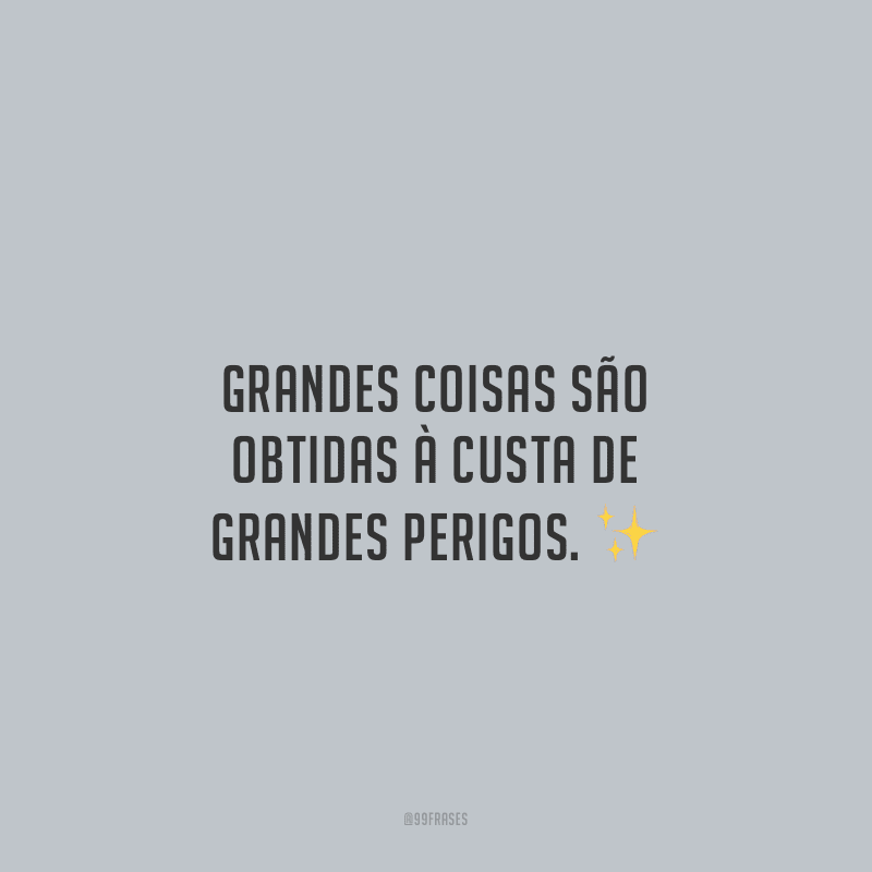 Grandes coisas são obtidas à custa de grandes perigos.