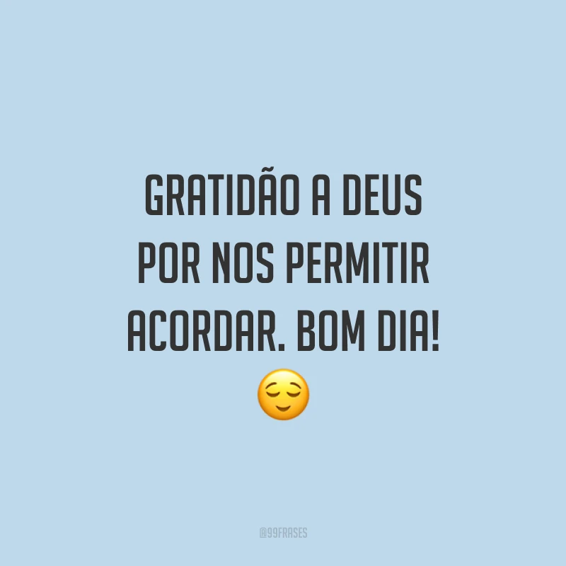 Gratidão a Deus por nos permitir acordar. Bom dia! 😌