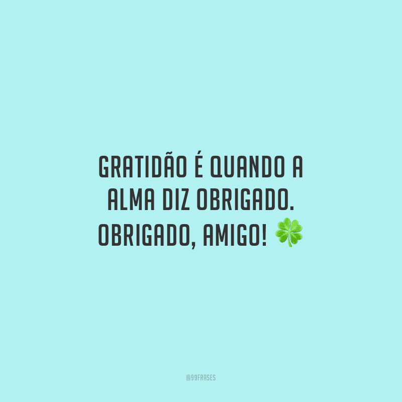 Gratidão é quando a alma diz obrigado. Obrigado, amigo!