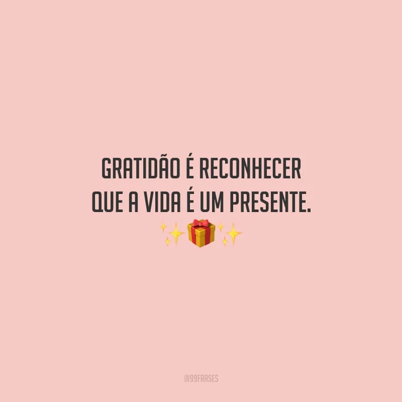 Gratidão é reconhecer que a vida é um presente.