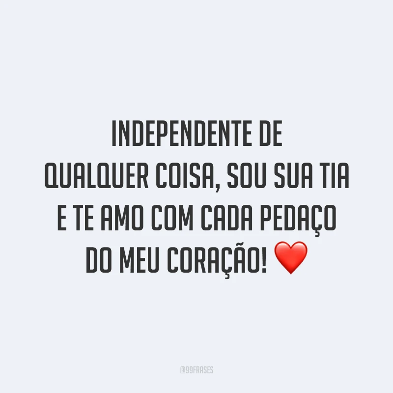 Independente de qualquer coisa, sou sua tia e te amo com cada pedaço do meu coração! ❤️