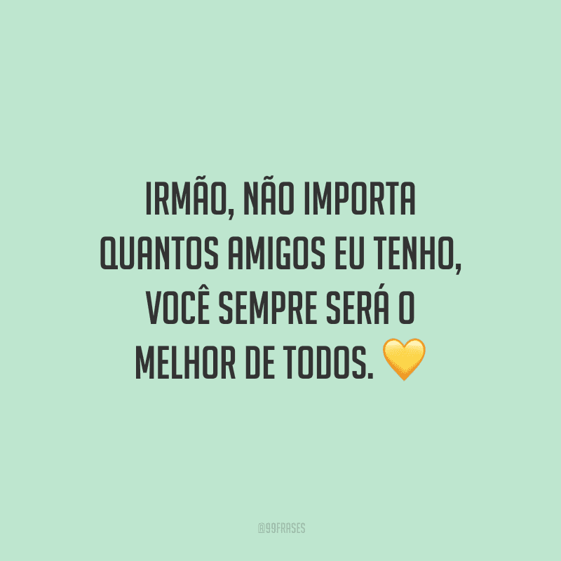 Irmão, não importa quantos amigos eu tenho, você sempre será o melhor de todos.