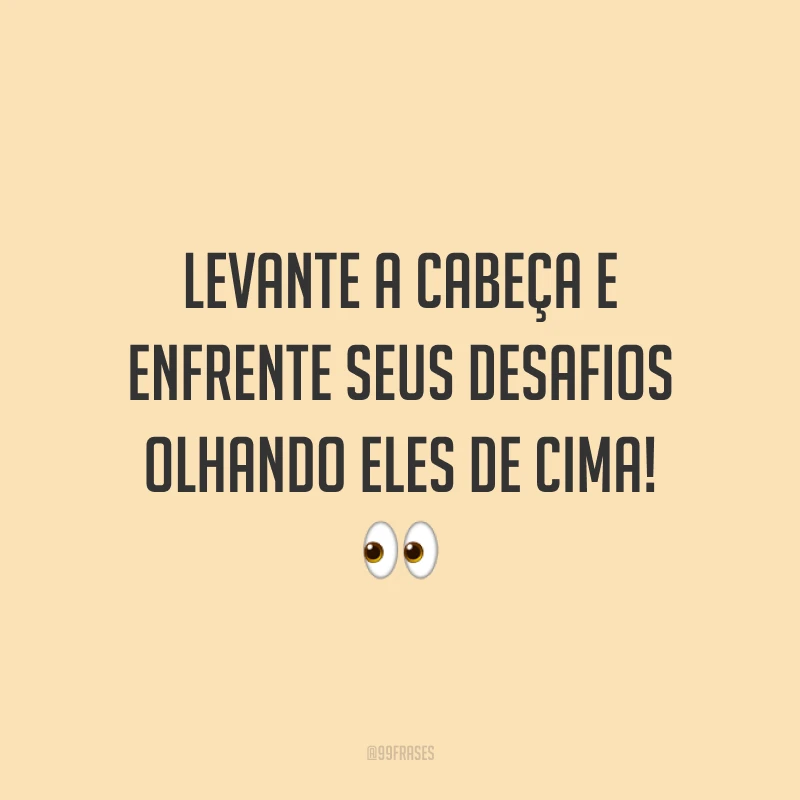 Levante a cabeça e enfrente seus desafios olhando eles de cima!