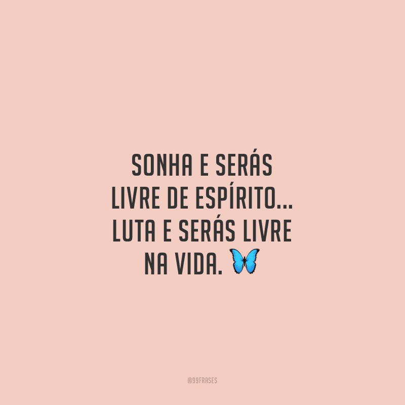 Sonha e serás livre de espírito... luta e serás livre na vida.