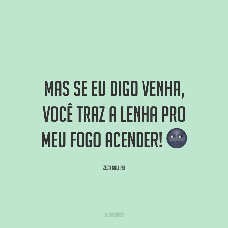 Mas se eu digo venha, você traz a lenha pro meu fogo acender! 🌚