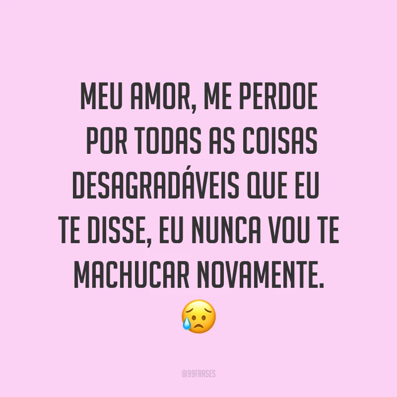 Meu amor, me perdoe por todas as coisas desagradáveis que eu te disse, eu nunca vou te machucar novamente. ?