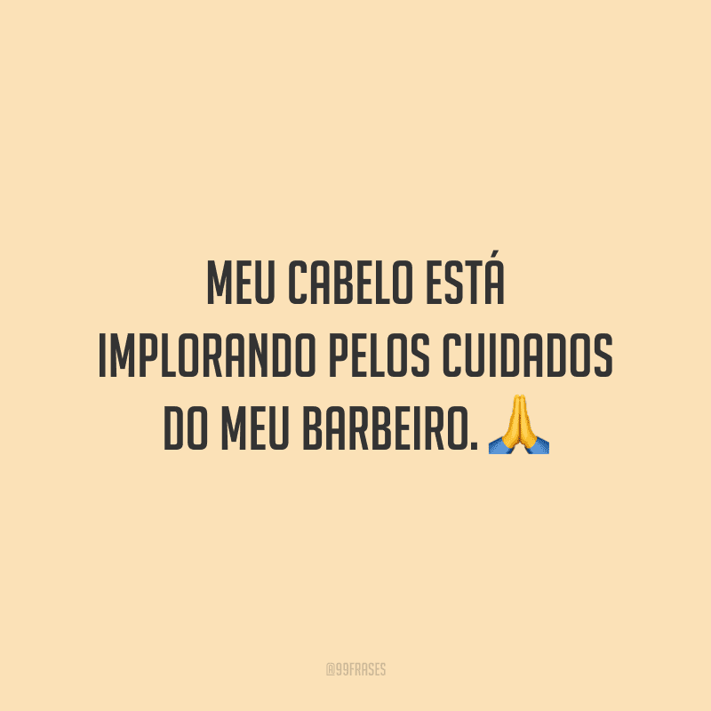 Meu cabelo está implorando pelos cuidados do meu barbeiro.
