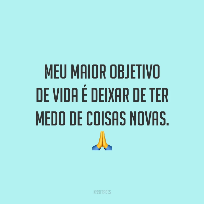 Meu maior objetivo de vida é deixar de ter medo de coisas novas.