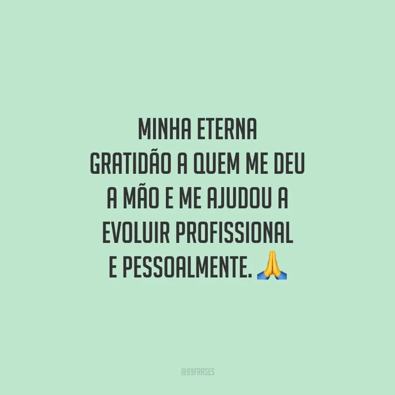 Minha eterna gratidão a quem me deu a mão e me ajudou a evoluir profissional e pessoalmente.