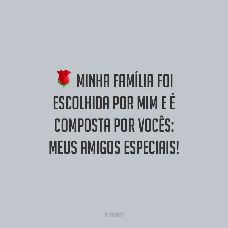 Minha família foi escolhida por mim e é composta por vocês: meus amigos especiais!