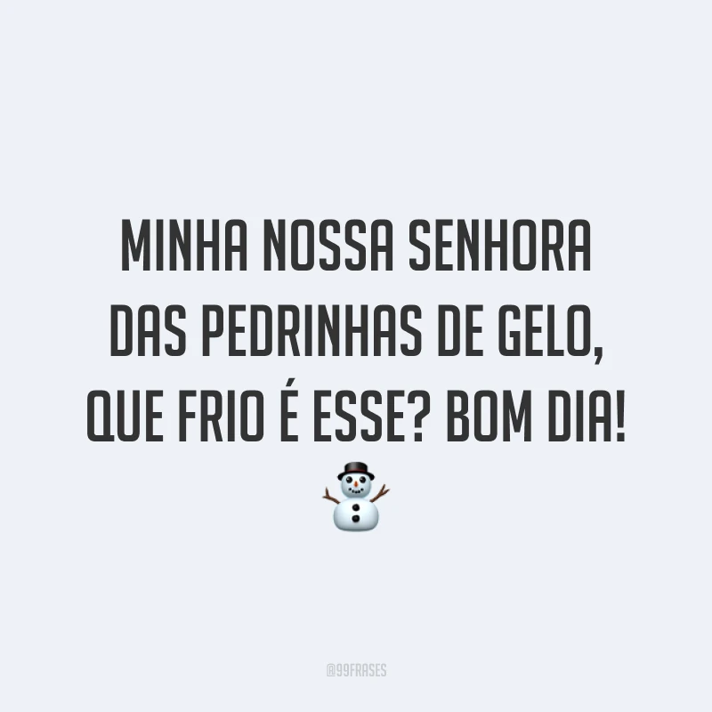 Minha nossa senhora das pedrinhas de gelo, que frio é esse? Bom dia! ⛄