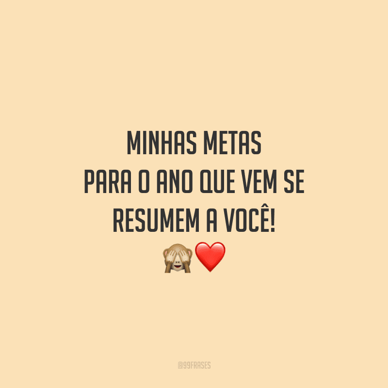 Minhas metas para o ano que vem se resumem a você!