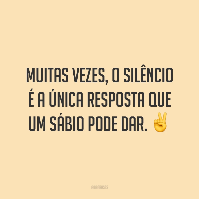 Muitas vezes, o silêncio é a única resposta que um sábio pode dar. ✌️