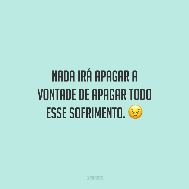 Nada irá apagar a vontade de apagar todo esse sofrimento. 