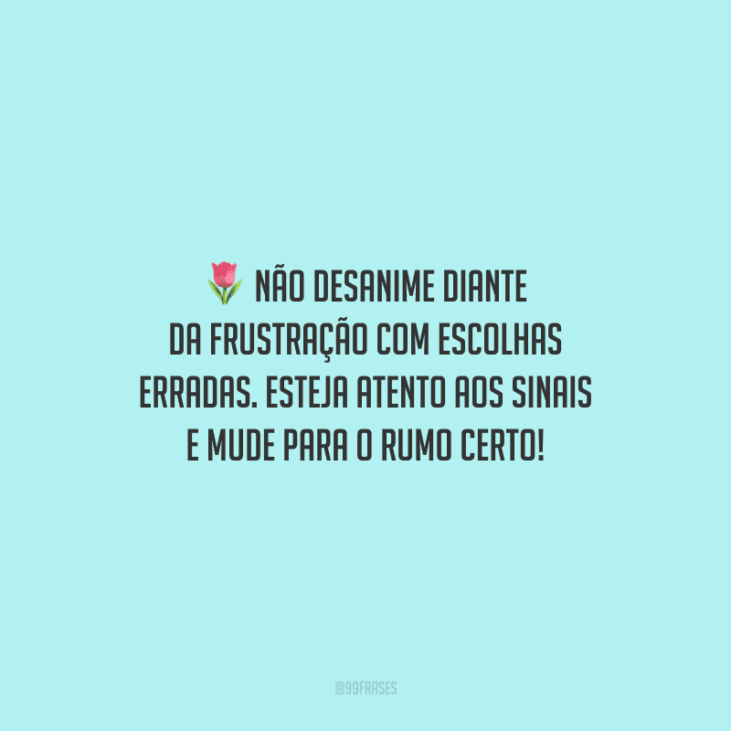 Não desanime diante da frustração com escolhas erradas. Esteja atento aos sinais e mude para o rumo certo!