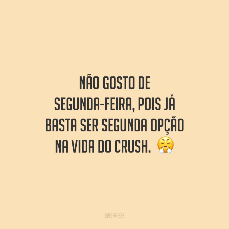 Não gosto de segunda-feira, pois já basta ser segunda opção na vida do crush. 