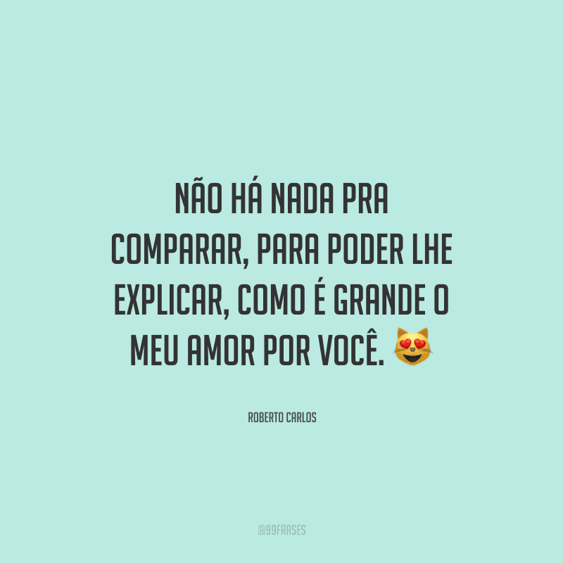 Não há nada pra comparar, para poder lhe explicar, como é grande o meu amor por você.