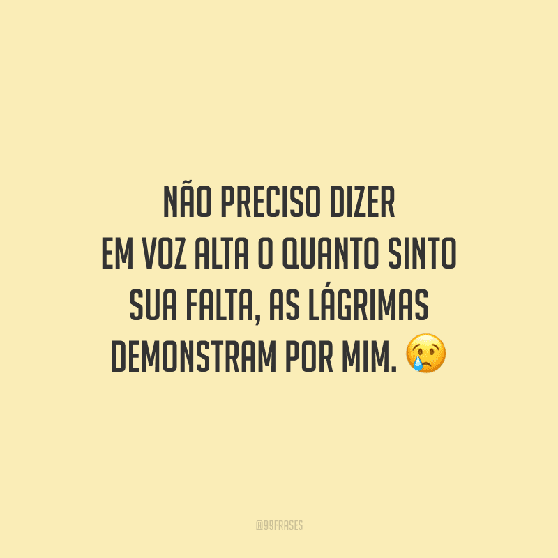 Não preciso dizer em voz alta o quanto sinto sua falta, as lágrimas demonstram por mim.