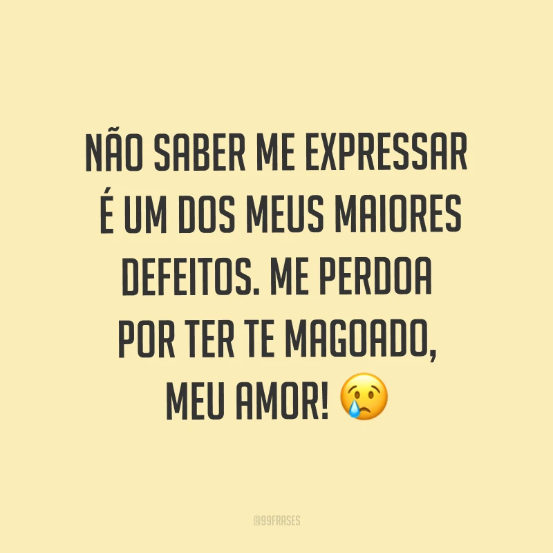 Não saber me expressar é um dos meus maiores defeitos. Me perdoa por ter te magoado, meu amor! ?