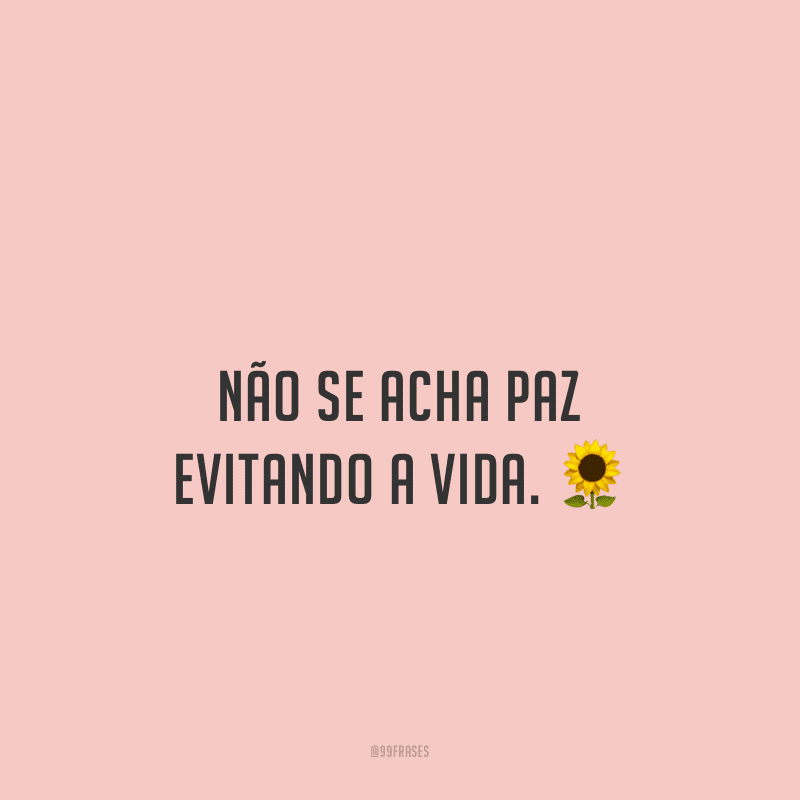 Não se acha paz evitando a vida.